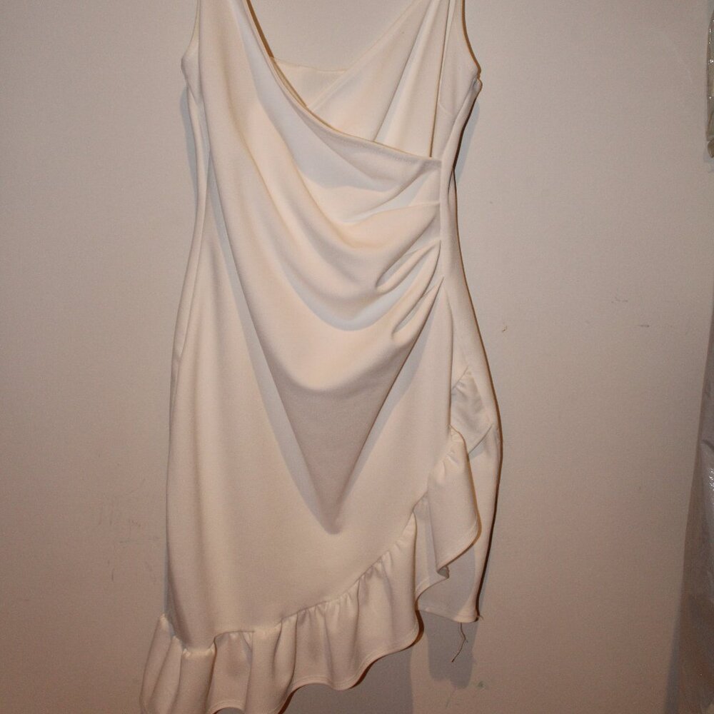 White Ruffle Mini Dress - Picture 3 of 4